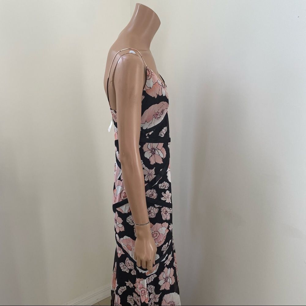 NEW Kay Unger Black pink Floral Silk Maxi Dress 4 - Picture 9 of 13